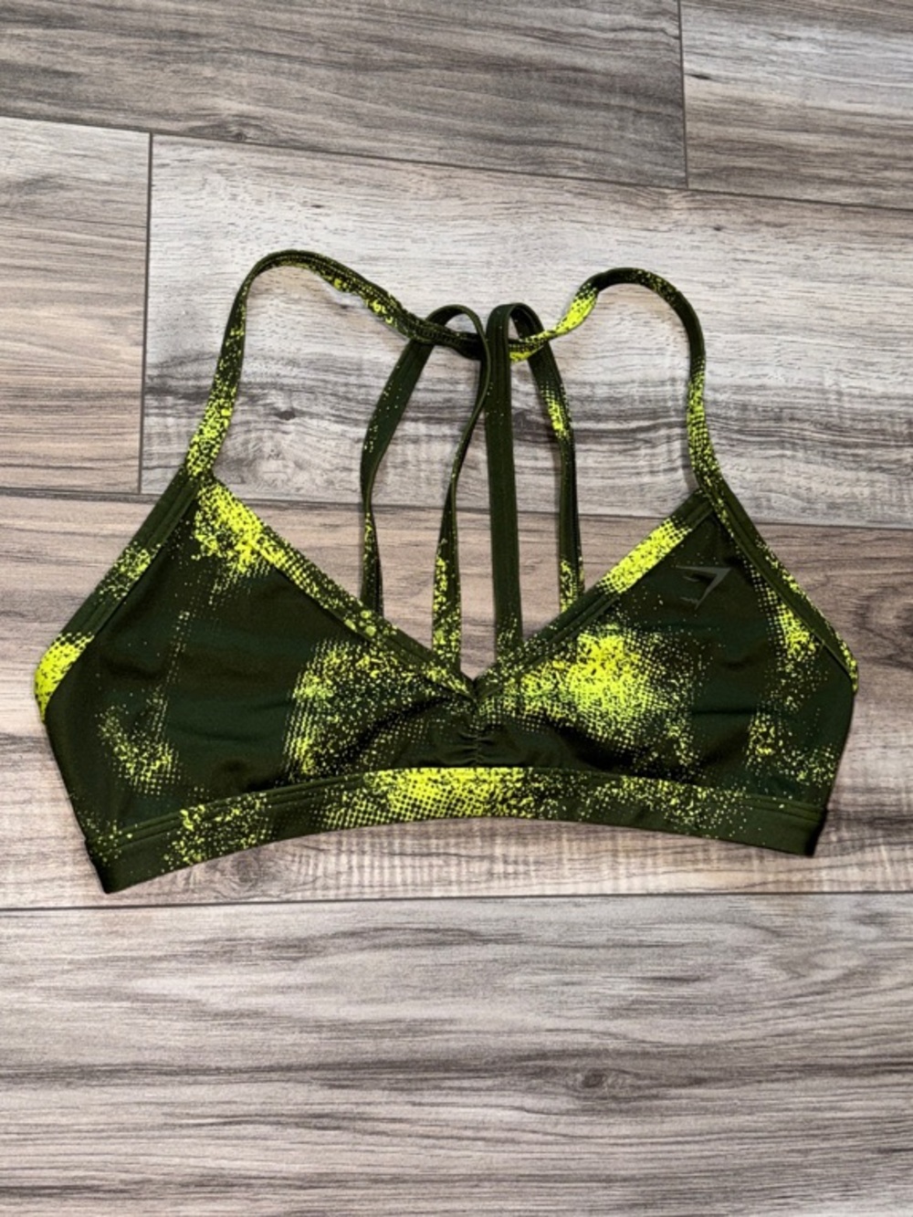 Gymshark Olive & Neon Yellow Performance Bralette